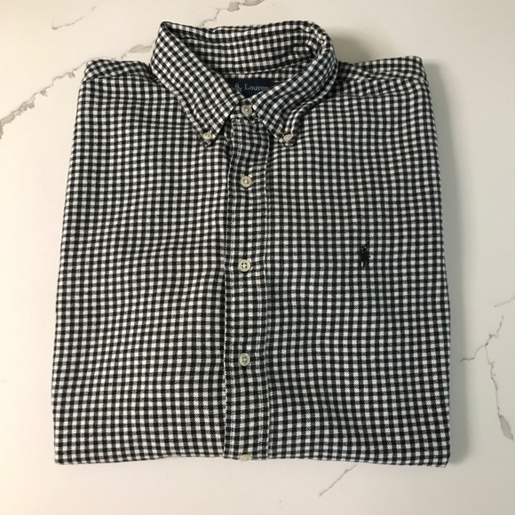 Ralph Lauren Polo Long Sleeve Shirt US XL Black and White Check 💯 % Cotton - Picture 1 of 7